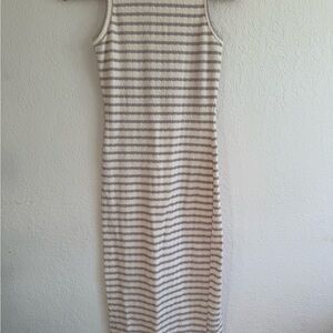 See You Monday dusty lavender and White Striped Maxi Dress